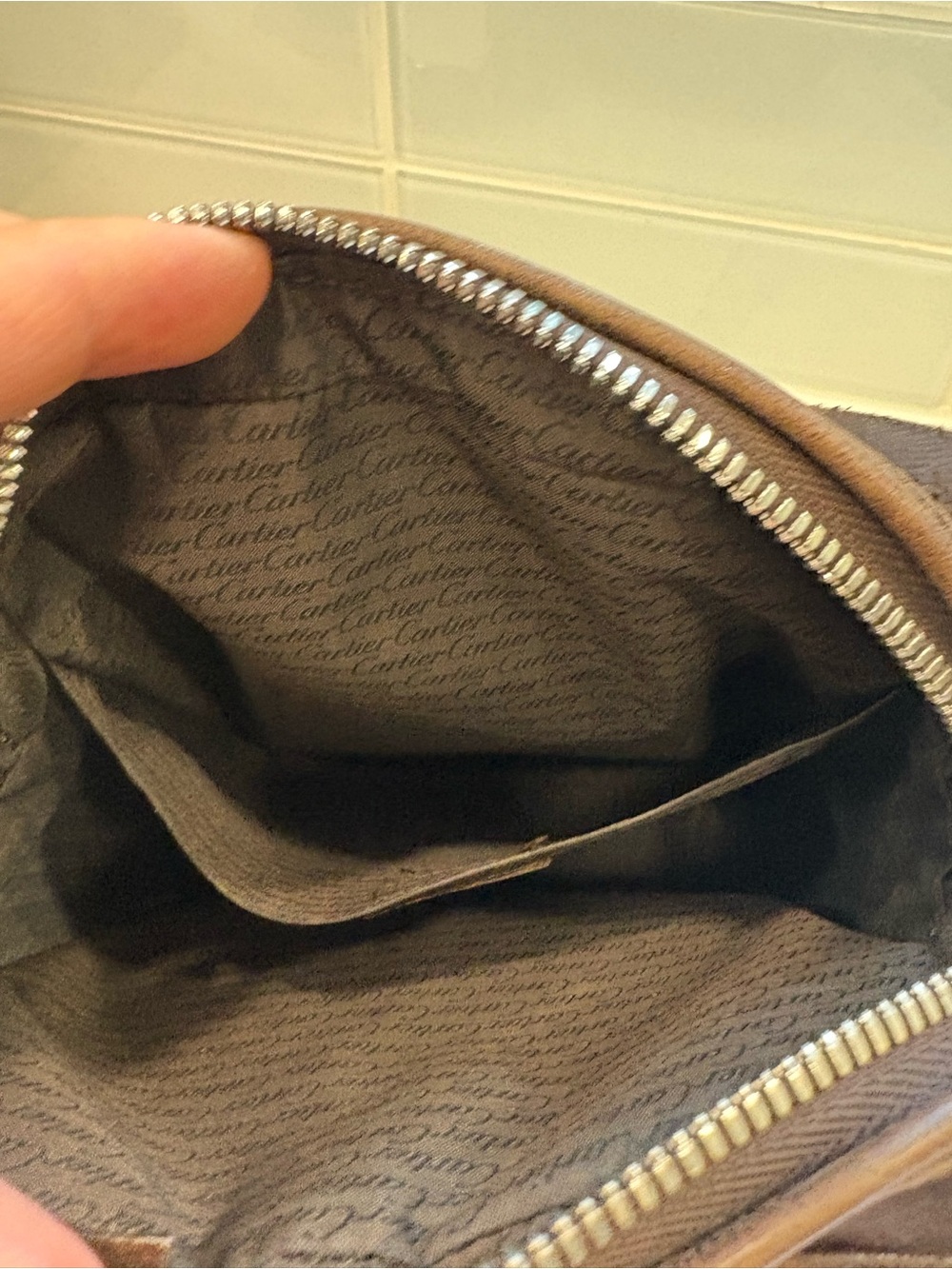 Cartier Brown Leather Men’s Crossbody Messenger Bag - Picture 2 of 3